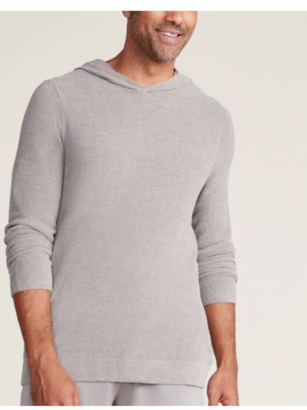 Barefoot Dreams Men's Cozy Taupe Hooded Knit Top - Beige Large